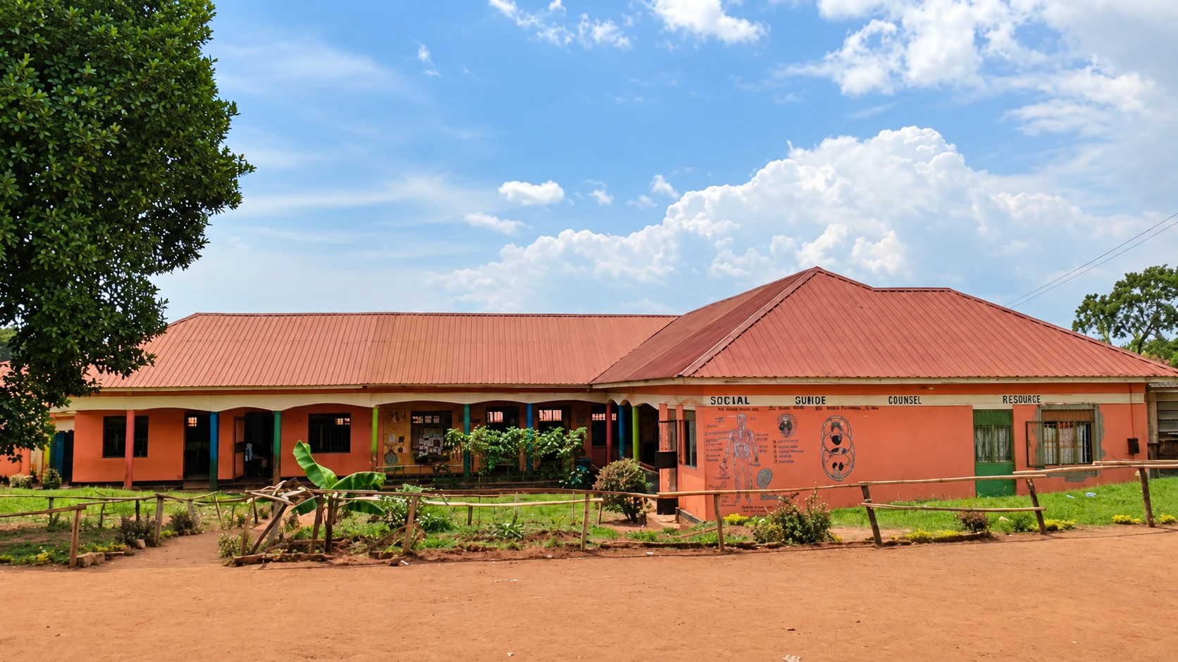 Josianah Junior School’s school buildings and grounds beneath a cloudy sky